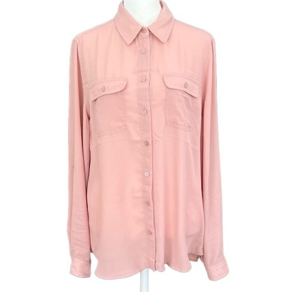Workshop Republic Clothing pink long sleeved button front shirt size M